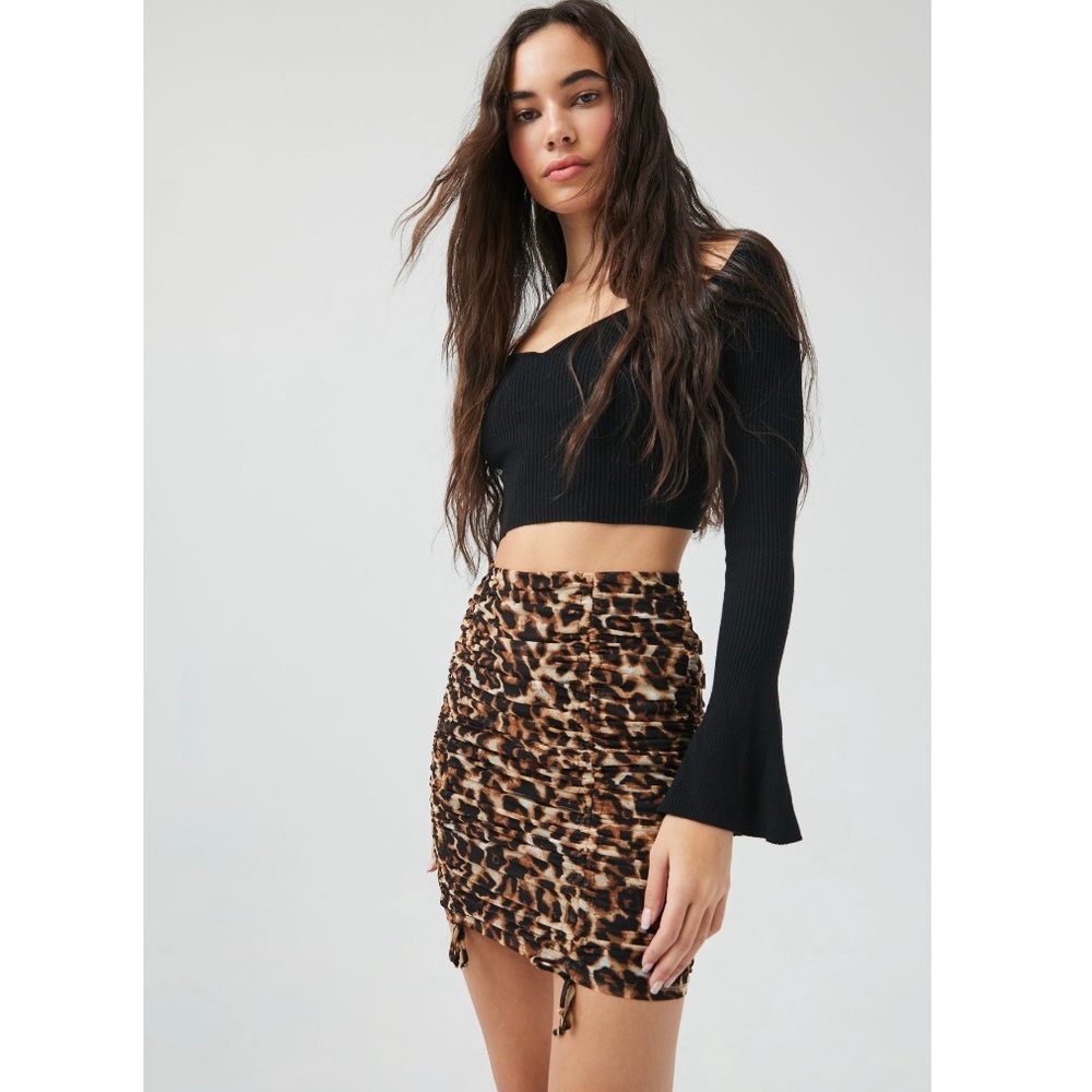 UO Mesh Ruched Mini Skirt